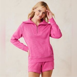 Tommy Bahama Tobago Bay Pink Quarter-Zip Pullover Size Large